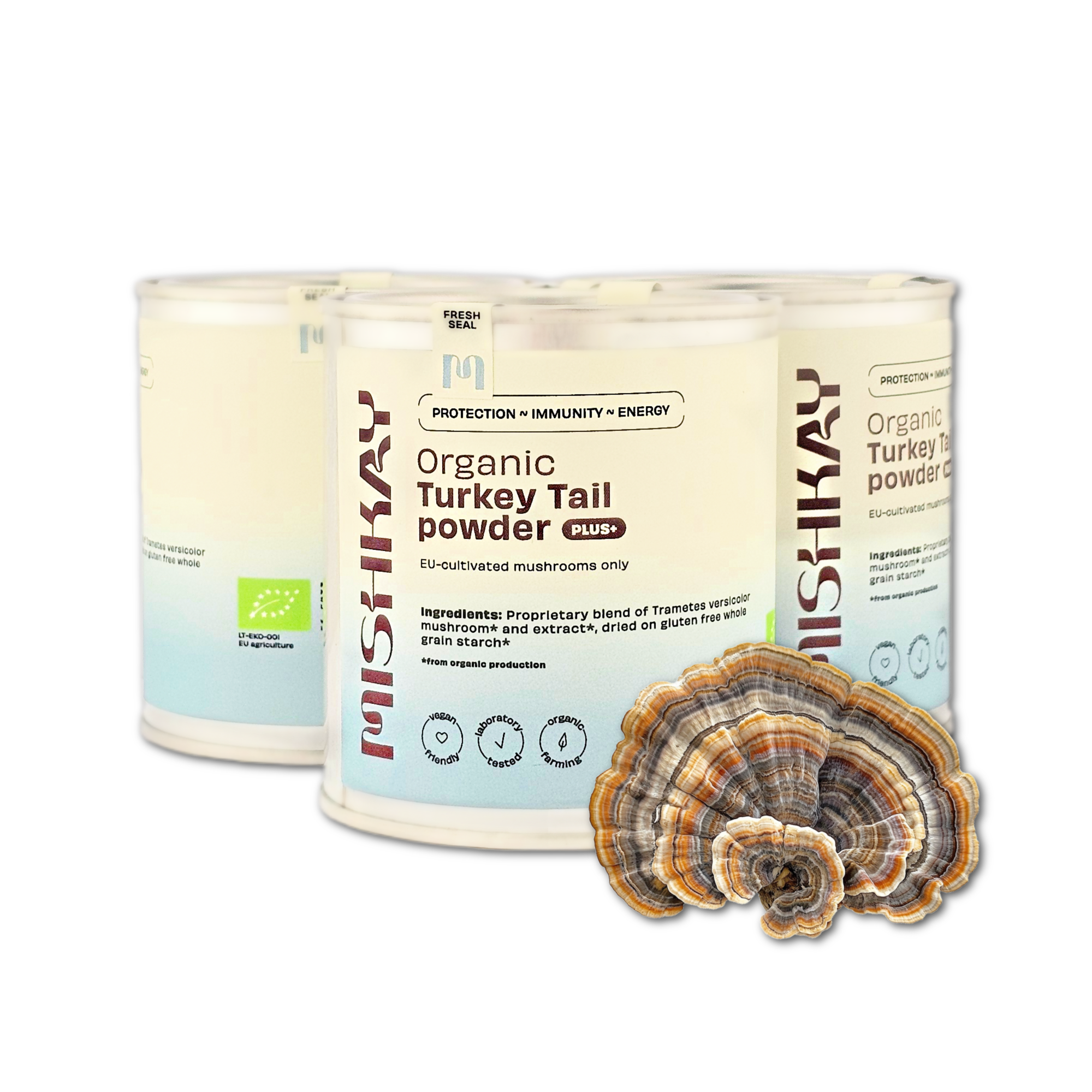 Ekologiški Turkey Tail - džiovintų grybų milteliai PLUS+