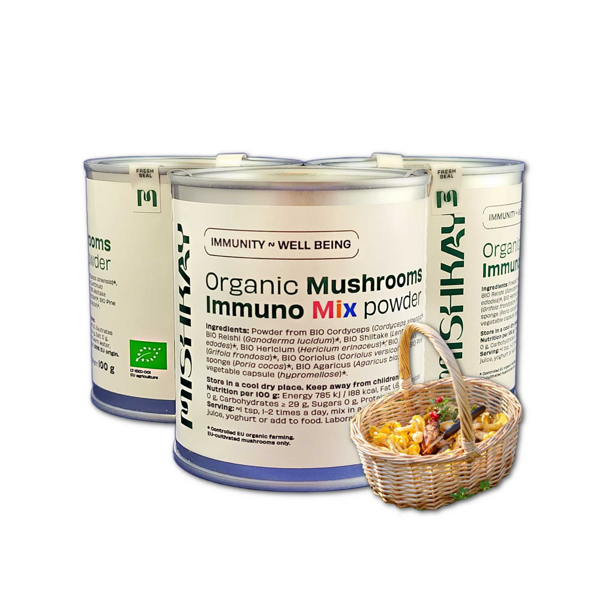Ekologiškas IMMUNO MIX (7 grybų mišinys) milteliais