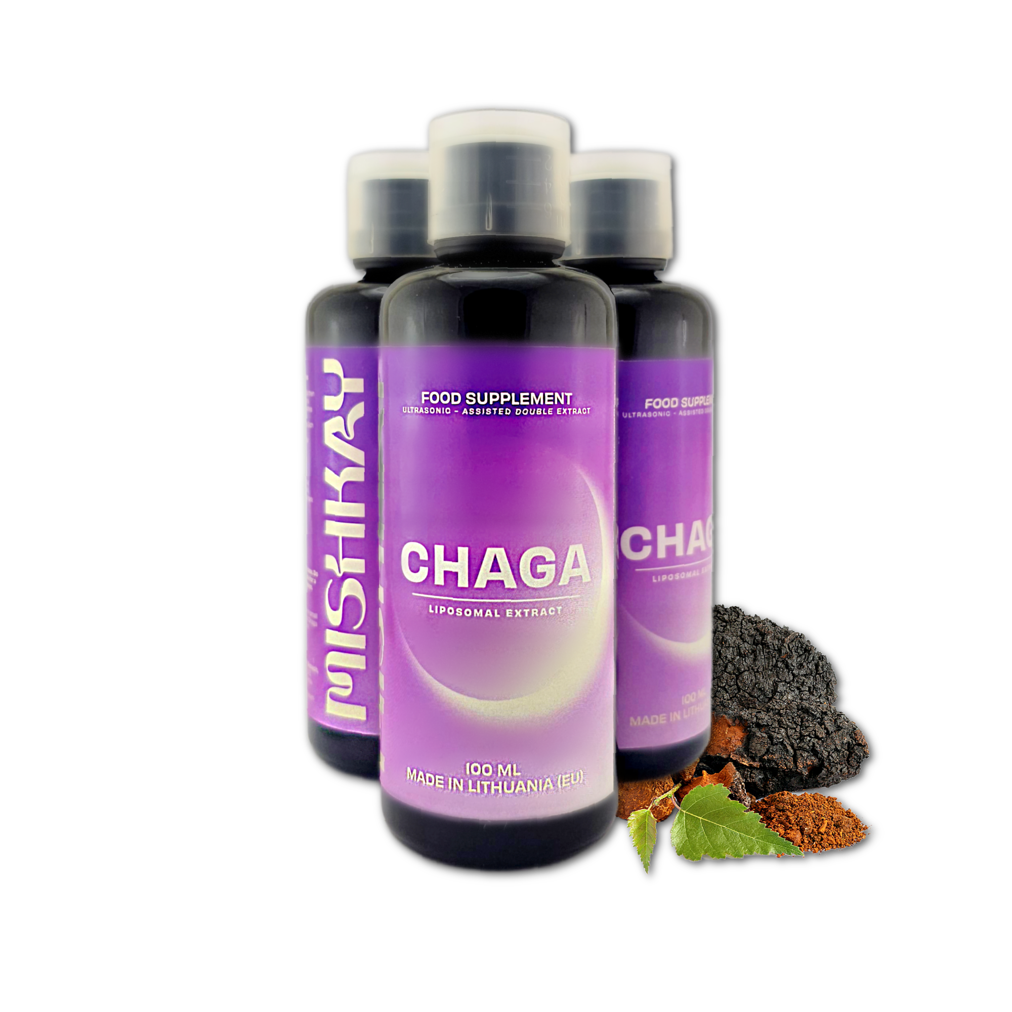 Liposominis dvigubas Čaga ekstraktas. 100 ml